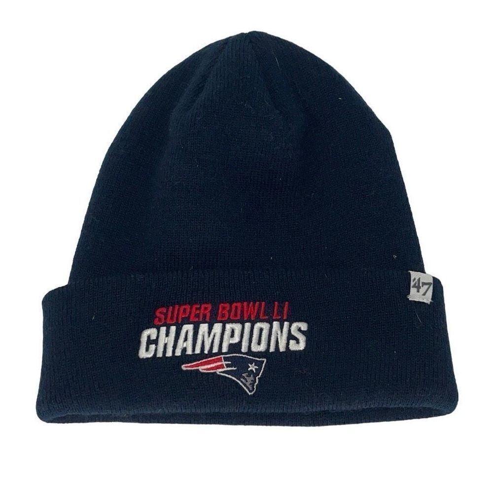 47 Brand New England Patriots NFL Super Bowl LI Knit‎ Beanie Hat Navy OS